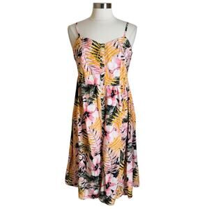 Lascana Tropical Button Front Floral Sleeveless Day Dress Women’s Size‎ 12